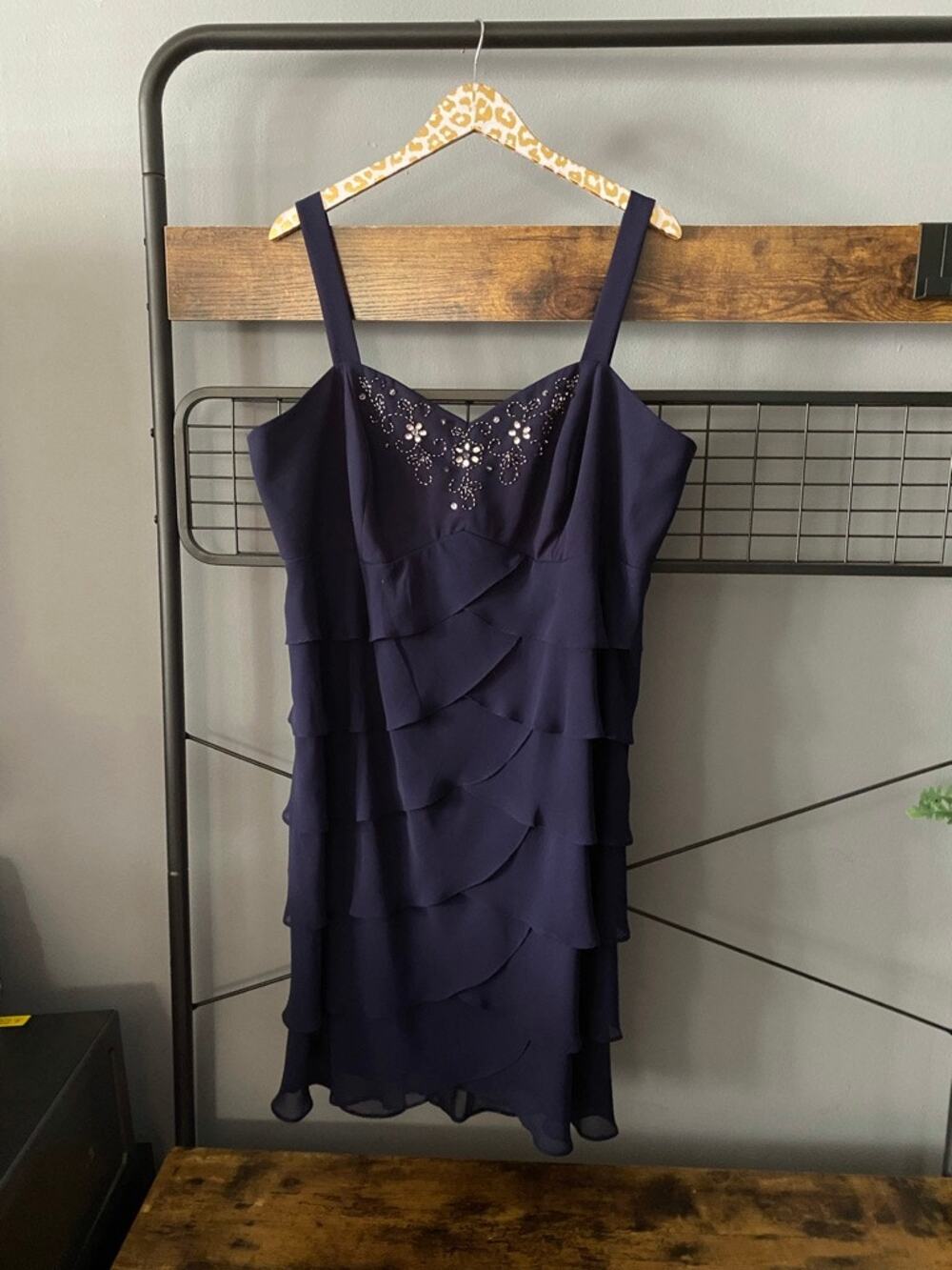 S.L. Fashions Navy Blue Embellished Plus Dress | 20W